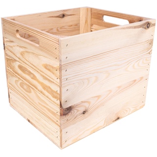 Creative Deco Holzkiste Natur | passend für alle Kallaxregale | Holzbox mit Griffen | 33 x 37 x 33cm | Geschliffenes Holz | Aufbewahrungsbox Kinder Kisten für Regal Regalbox Spielzeugkiste