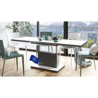 Mazzoni Aston Couchtisch ausziehbar höhenverstellbar 120/200cm in Weiß matt/Anthrazit matt modern vielseitig Wohnzimmertisch Esstisch Beistelltisch Sofatisch platzsparend hochwertig Wohnzimmer