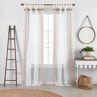 Elrene Home Fashions Shilo Boho Vorhang mit Quasten, 132 x 241 cm, Terrakotta