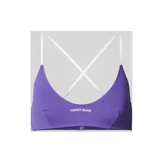 Bikini-Oberteil mit Label-Print, Lila, M