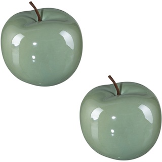 Apfel Pearl Efct Aus Keramik  12X9 5 Cm  Hellgrün Im 2Er-Set