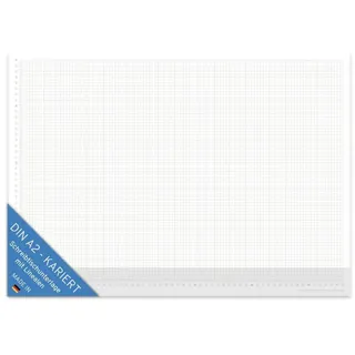 PuK Karierte Papier-Schreibtischunterlage mit Kantenschutz | DIN A2 | seitlich abgedrucktes Lineal | 30 Blatt zum Abreißen | mathematisches Papier