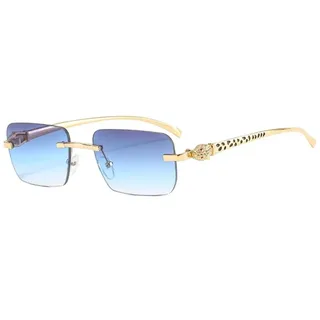 MUTYNE Mode Sonnenbrillen Frauen Retro Randlose Gradienten Sonnenbrille Schneiden Objektiv Damen Rahmenlose Brille - Einheitsgröße