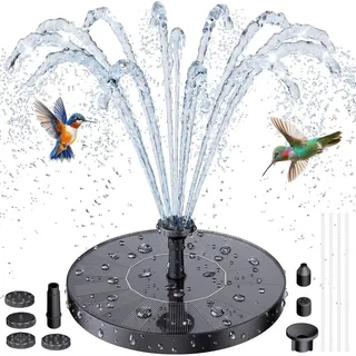 AISITIN Solarbrunnen für Draussen, Solar Springbrunnen mit 6 Sprüh Effekten