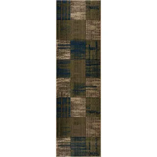 Teppich OTTO HOME "Beliz" Gr. 13, grün (moosgrün), B:90cm H:9mm L:250cm, Kunstfaser, Teppiche, Teppich, mit Konturenschnitt, Kurzflor, 3D-Design, mit Fransen, Wohnzimmer