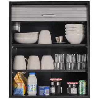 SIMMOB Rollladenschrank Küchenschrank, höhenverstellbare Böden, Schwarz-Aluminium, 72x60x35cm schwarz
