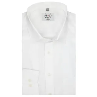 MARVELIS Langarmhemd, Modern Fit, Extra Langer Arm 69 cm, Weiß Extra Langer Arm 46