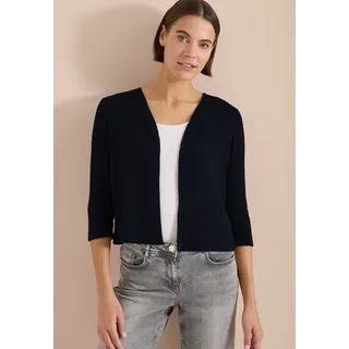 Cardigan CECIL, Damen, Gr. L (42), blau (universal blau), Stoff, 64% Polyester, 34% Viskose, 2% Elasthan, unifarben, normal normal, ohne Ausschnitt, abgesteppt, Strickjacken, Flex Knit