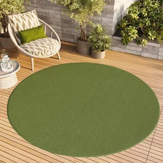 TAPISO Mono Rund Teppich Kurzflor Indoor Outdoor UV-beständig Grün Khaki Einfarbig Wohnzimmer Schlafzimmer Kinderzimmer Modern Design ÖKO-TEX 240 x 240 cm
