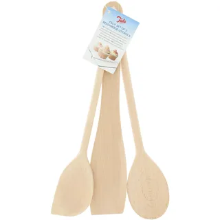 Tala Holz Kochutensilien 3er Set, Kochlöffel und Pfannenwender | 3 Küchenhelfer aus Buchenholz mit Pfannenwender, Kochlöffel und Schaber, zum Rühren, Wenden, Servieren und Backen