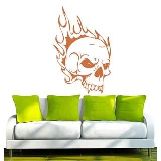 INDIGOS UG Wandtattoo Wandtattoo - Wandaufkleber - w355 Totenkopf Skull Schädel Bone braun 120 cm