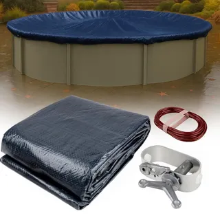 Winter Block Premium Winter-Poolabdeckung für oberirdische Pools, 9 m, runde Winter-Poolabdeckung, 10 Jahre Garantie, inklusive Seilwinde und Kabel, überlegene Festigkeit und Haltbarkeit, UV-geschützt