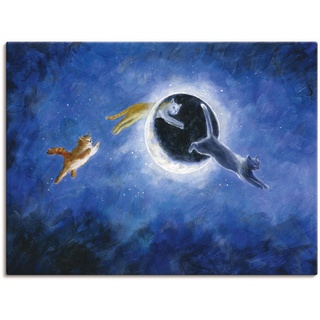 Wandbild ARTLAND "In der Nacht sind alle Katzen grau" Bilder Gr. B/H: 120 cm x 90 cm, Leinwandbild Haustiere, 1 St., blau Kunstdrucke