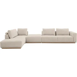 Musterring Wohnlandschaft, 3 Teile, Anreihsofa mit Armlehne rechts, Eckteil links mit Kissen & Hocker silberfarben