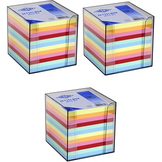 WEDO Zettelbox Kunststoff (9x9 cm, rauchglas gefüllt, 700 Blatt, 6 farbig) (3X Zettelbox)