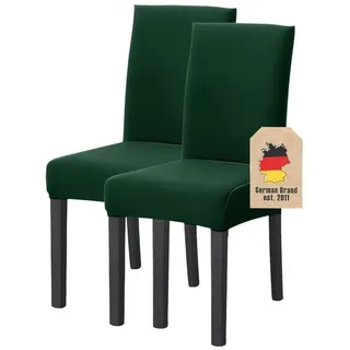 Intirilife 2x Elastische Stuhlhusse Stuhlüberzug in GRÜN mit 38 - 45 cm Sitzfläche und 45 - 65 cm Lehnenhöhe