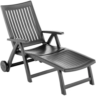 Kettler Roma Advantage Gartenliege – klappbare Sonnenliege für Garten, Terrasse und Balkon – Rückenlehne mehrstufig verstellbar – wetterfeste Rollliege aus beständigem Kunststoff – anthrazit