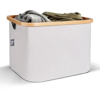 Wäschekorb aus Stoff ohne Deckel, 40 l, nützlich für Regal Kallax – Wäschekorb für Kinder, Ankleidekorb, Bambusrahmen, Box, Aufbewahrungswürfel, Spielzeug faltbar
