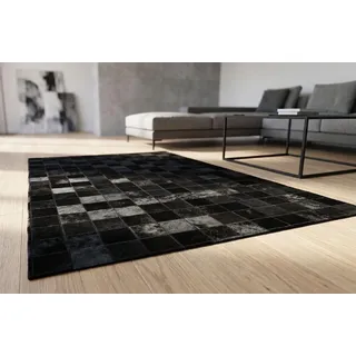 Kuhfelle Online & Nomad KUHFELL Teppich Patchwork FELLTEPPICH AUS ECHTEM KUHFELL RINERFELL IN VERSCHIEDENEN GRÖßEN (schwarz gefärbt, 120 x 180 cm)