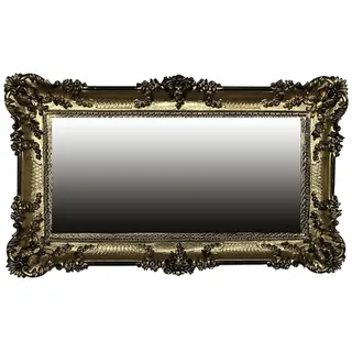 Lnxp Wandspiegel Barockspiegel Rechteckig in Gold Schwarz Dualcolor Barock Wanddeko Dekoration Antik Spiegel mit Rahmen 96x57cm 75SP