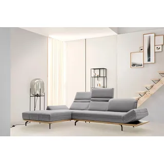 creation by rolf benz Ecksofa "CR.420, Designecksofa, L-Form", grau (lichtgrau, schwarzgrau), B:313cm H:117cm T:212cm, CREATION BY ROLF BENZ, Sofas, Ecksofa, in 2 Qualitäten, Holzrahmen in Eiche Natur oder Nußbaum, Breite 313 cm
