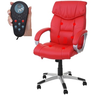 Massage-Bürostuhl HWC-A71, Drehstuhl Chefsessel, Heizfunktion Massagefunktion Kunstleder rot