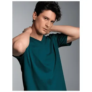 TRIGEMA T-Shirt TRIGEMA V-Shirt DELUXE Baumwolle (1-tlg) blau XL (54/56)