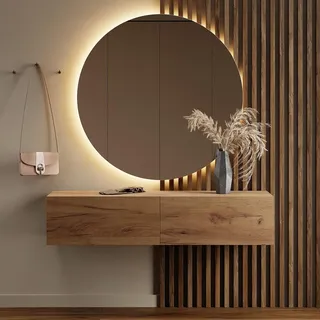 Planetmöbel Flur Möbel Garderobe Hängeschrank 140cm einzeln Gold Eiche