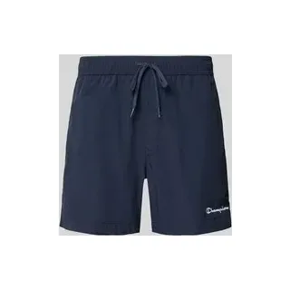 Badehose mit elastischem Bund und Label-Stitching, Marine, S