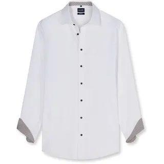 Olymp Herren, Freizeithemd Regulär 126224 | Hemd, Manschette, Modern Fit, Businesshemd aus reiner Baumwolle, Weiss, 45