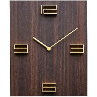 Wanduhr, Braun, Holz, 30x40 cm, RoHS, CE, 3D-Zahlen, Dekoration, Uhren, Wanduhren