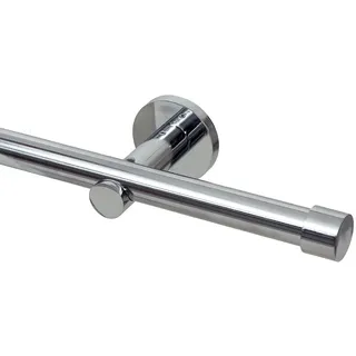 Gardineum Vorhangstange Cap 1-läufig Ø 20 mm 180 cm Silberfarben