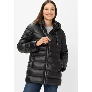 Steppmantel FUCHS SCHMITT, Damen, Gr. 44, schwarz, Web, Obermaterial: 100% Polyester, unifarben, regular fit ca. Mitte Oberschenkel, hoch geschlossener Ausschnitt, abgesteppte Kante, Mäntel Steppmantel, abnehmbare Kapuze, verstellbarer Saum
