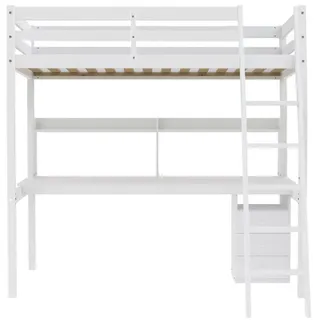 Weber Industries Hochbett Studio 90 x 190 cm Kiefer massiv weiß