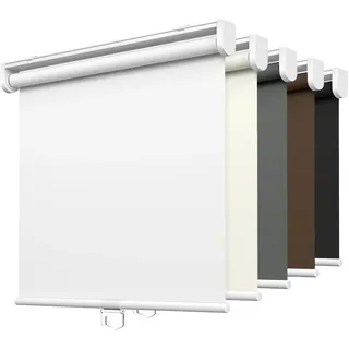 LazBlinds Kabellose Rollos ohne Bohren, 100 % Verdunkelungsrollos für Fenster, wärmeisoliert, UV-Schutz, wasserdicht, aufrollbare Fensterrollos und Schatten, 89,9 cm B x 121,9 cm H, Weiß