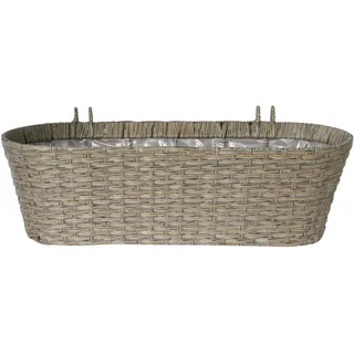 Expo-Börse KYNAST 2in1 Pflanzkasten mit Halterung oval in Rattanoptik Natur 50 x 19 cm
