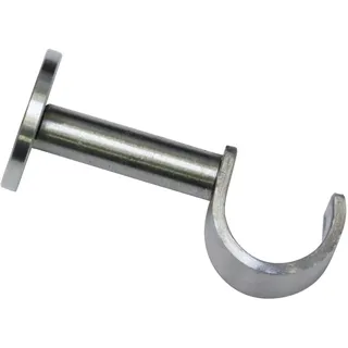 GARDINIA Träger mit Metallmontageplatte für Caféhausstange, 1-läufig, Offen, Inkl. aller Montage-Teile, Ø 12 mm, Edelstahl, 2 Stück