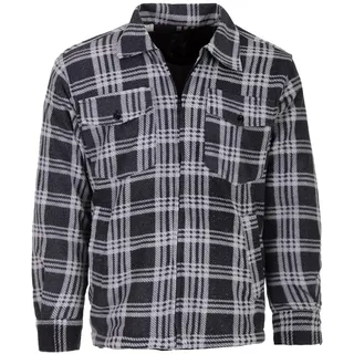 Henry Terre Holzfällerjacke Herren Hemdjacke Arbeitsjacke Hemd Flanell Jacke Thermojacke Kariert Gefüttert, Farbe:schwarz, Größe:3XL - 3XL