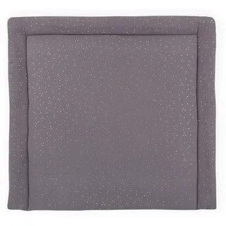KraftKids Wickelauflage in Musselin goldene Punkte auf Grau, Wickelunterlage 75x70 cm (BxT), Wickelkissen