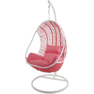 Swing Chair Hängesessel Hängestuhl Polyrattan Schwebesitz Loungesessel (rosa_Frizzy/rosa)