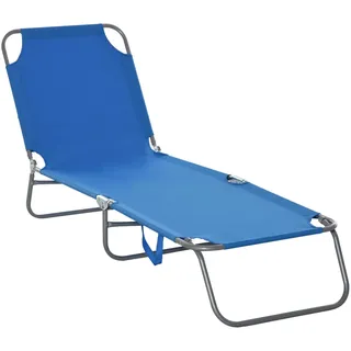 Outsunny Sonnenliege Klappbar Gartenliege bis 120 kg Belastbar Blau