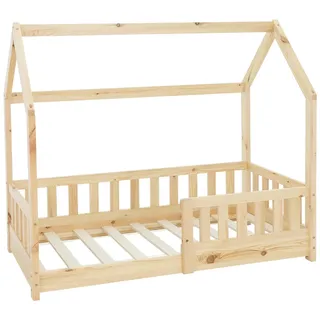 ML-Design Kinderbett Hausbett 70 x 140 cm Kiefer natur beige