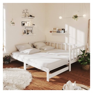 furnicato Bett Tagesbett Ausziehbar Weiß 2x(90x200) cm Massivholz Kiefer weiß
