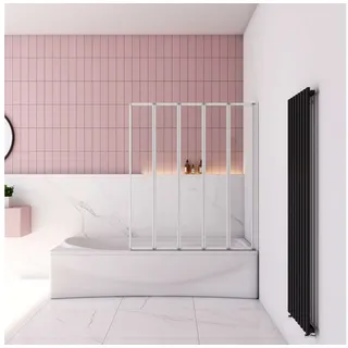 AICA Badewannenaufsatz 3, 4, 5-teilig Faltwand Aufsatz Duschwand Badewanne Duschabtrennung, Einscheibensicherheitsglas,Sicherheitsglas, (5 tlg), mit Antikalk- Versiegelung, Badewanneninstallation 120 cm x 140 cm
