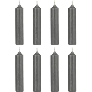 8er Pack tolle im Vintage-Stil rustikale Stabkerzen im Landhauslook. Farbe ' GRAU RUSTIC '. Rustikales Design, 2,2 cm Durchmesser, Höhe 11 cm, 4 Stunden Brennzeit, Hoher Neidfaktor.