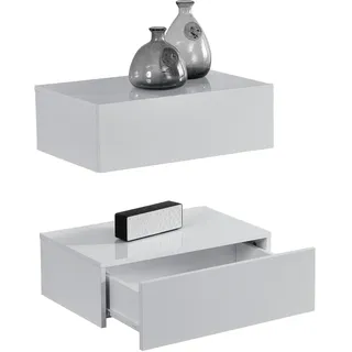 [en.casa] Nachtschrank Oslo 46 x 30 x 15 cm Weiß Hochglanz