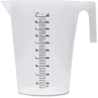 Messbecher PP 5 l transparent Ausgießer für Schmierstoffe, Chemikalien, Felgenreiniger und auch Lebensmittelecht