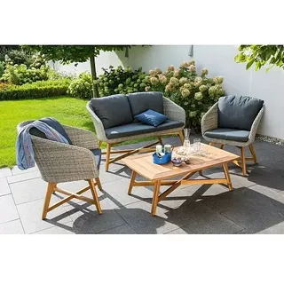 Sunfun Pauline Loungemöbel-Set  (4 -tlg., Bambusgrau/Naturbraun)