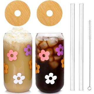 Mason Life Bierdosenglas mit Deckel und Strohhalm, Dosenförmige Glasbecher, 590 ml Glasbecher, Trinkgläser, Eiskaffeegläser, Tumbler Glas