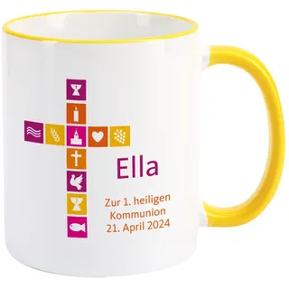 Herz & Heim® personalisierte Tasse Kommunion Geschenke für Mädchen oder Geschenk zur Konfirmation auch als Geschenkidee zur Firmung der Text ist frei anpassbar